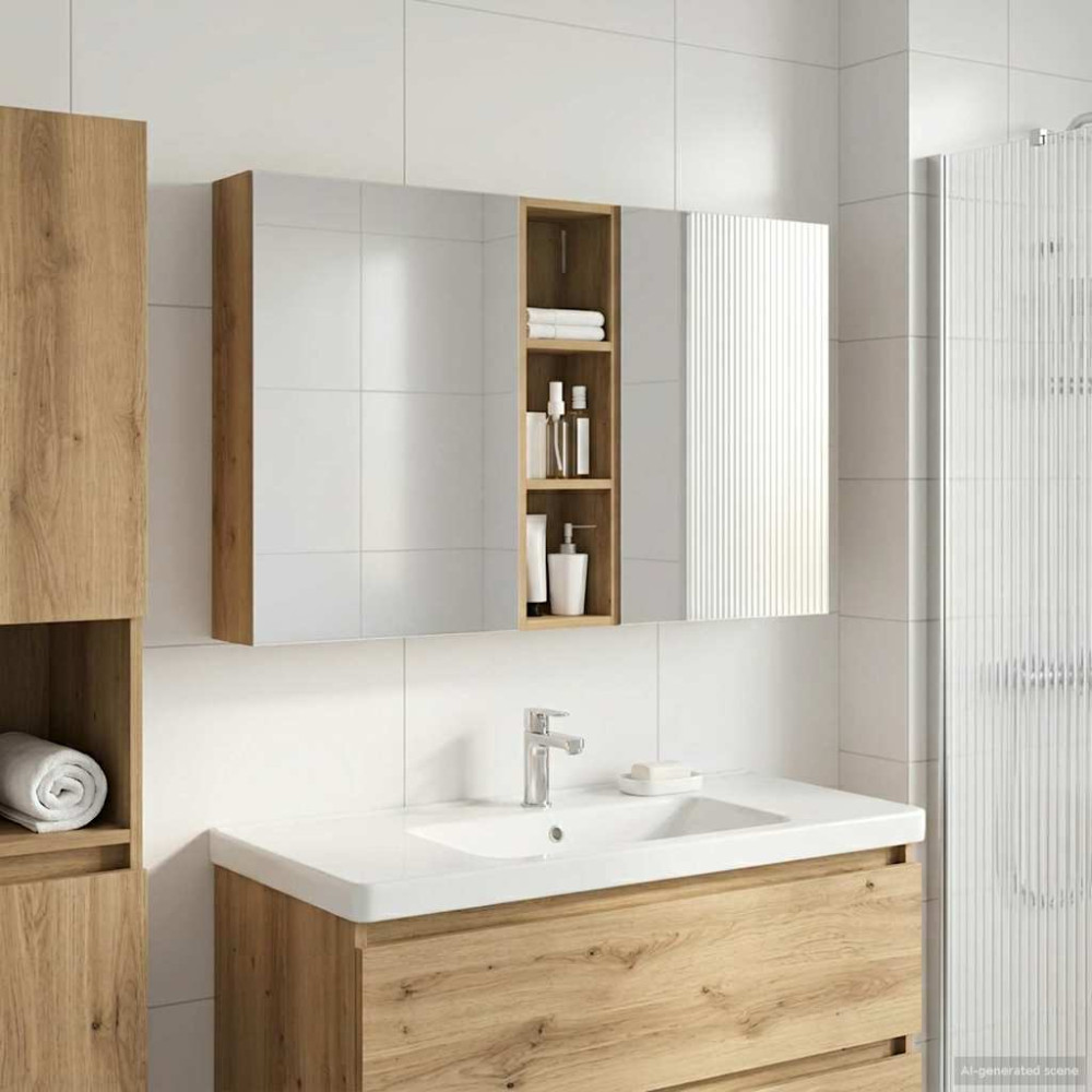 Produktbild för Badrumsskåpsset 3 pcs 120 x 14,5 x 70 cm Konstruerat trä