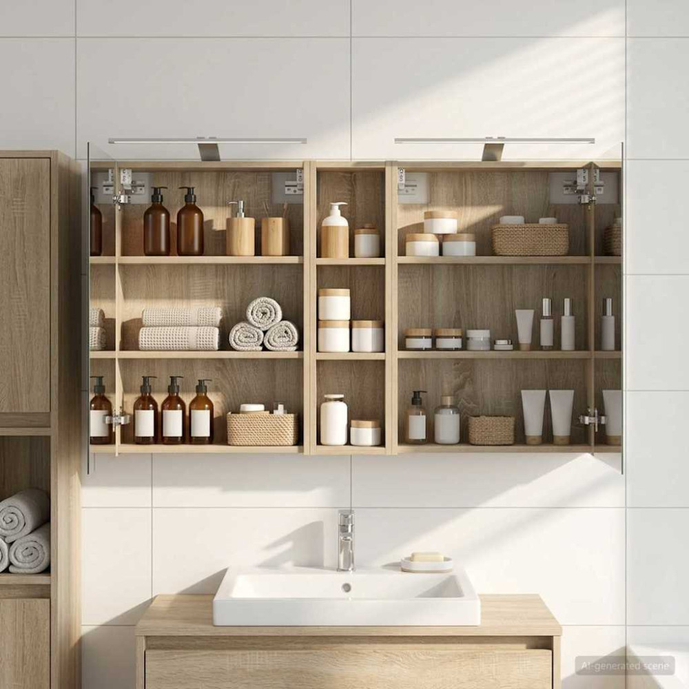 Produktbild för Badrumsskåpsset 3 pcs 120 x 14,5 x 70 cm Konstruerat trä