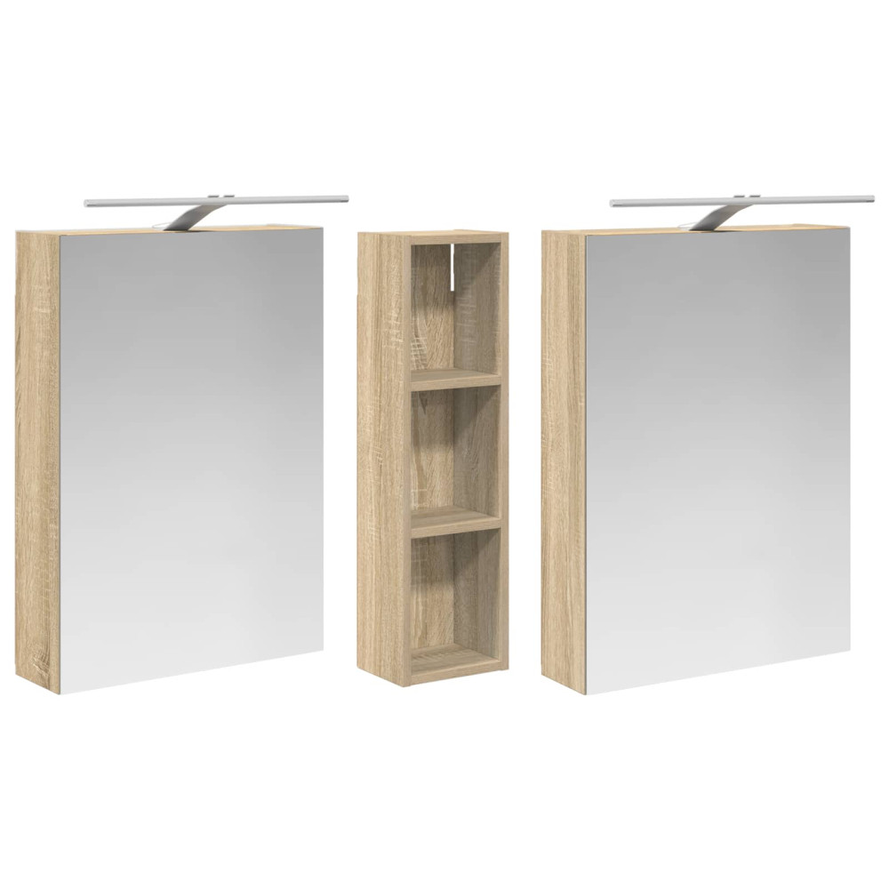Produktbild för Badrumsskåpsset 3 pcs 120 x 14,5 x 70 cm Konstruerat trä