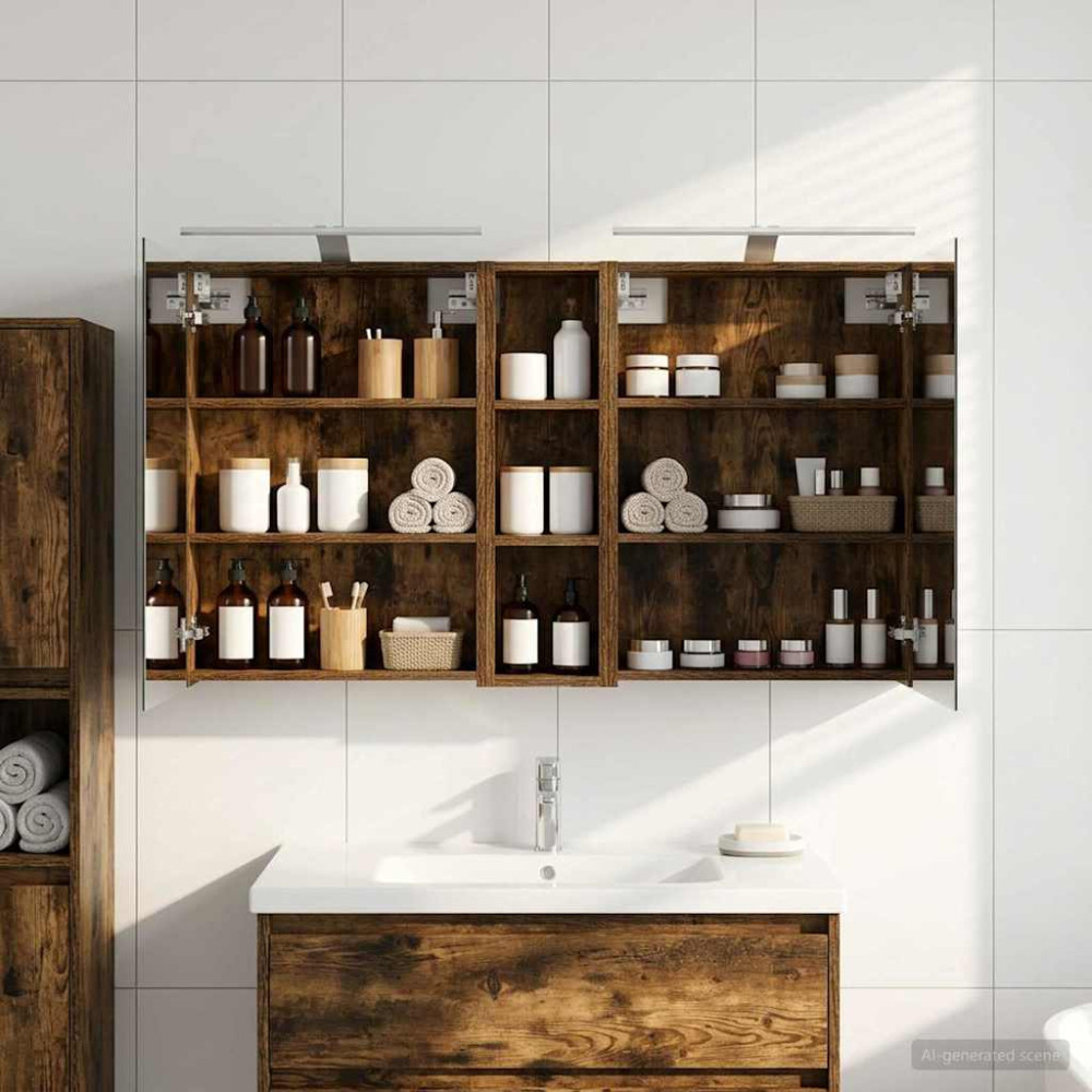 Produktbild för Badrumsskåpsset 3 pcs 120 x 14,5 x 70 cm Konstruerat trä