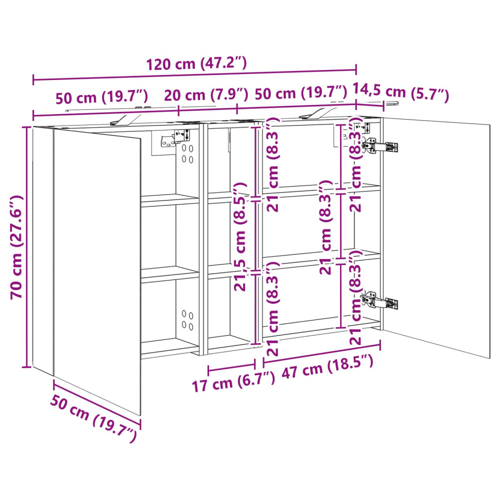 Produktbild för Badrumsskåpsset 3 pcs 120 x 14,5 x 70 cm Konstruerat trä