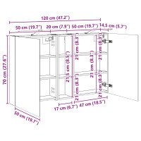 Produktbild för Badrumsskåpsset 3 pcs 120 x 14,5 x 70 cm Konstruerat trä