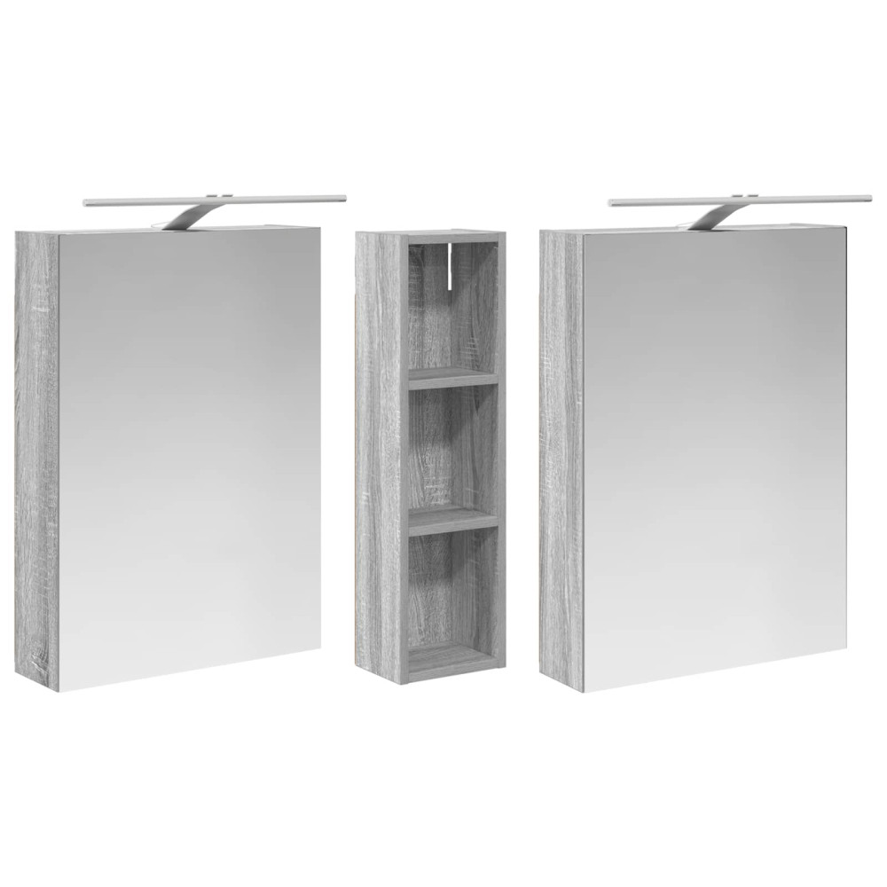 Produktbild för Badrumsskåpsset 3 pcs 120 x 14,5 x 70 cm Konstruerat trä