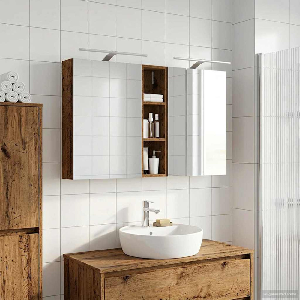 Produktbild för Badrumsskåpsset 3 pcs 120 x 14,5 x 70 cm Konstruerat trä