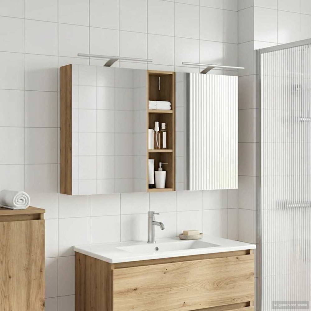 Produktbild för Badrumsskåpsset 3 pcs 120 x 14,5 x 70 cm Konstruerat trä