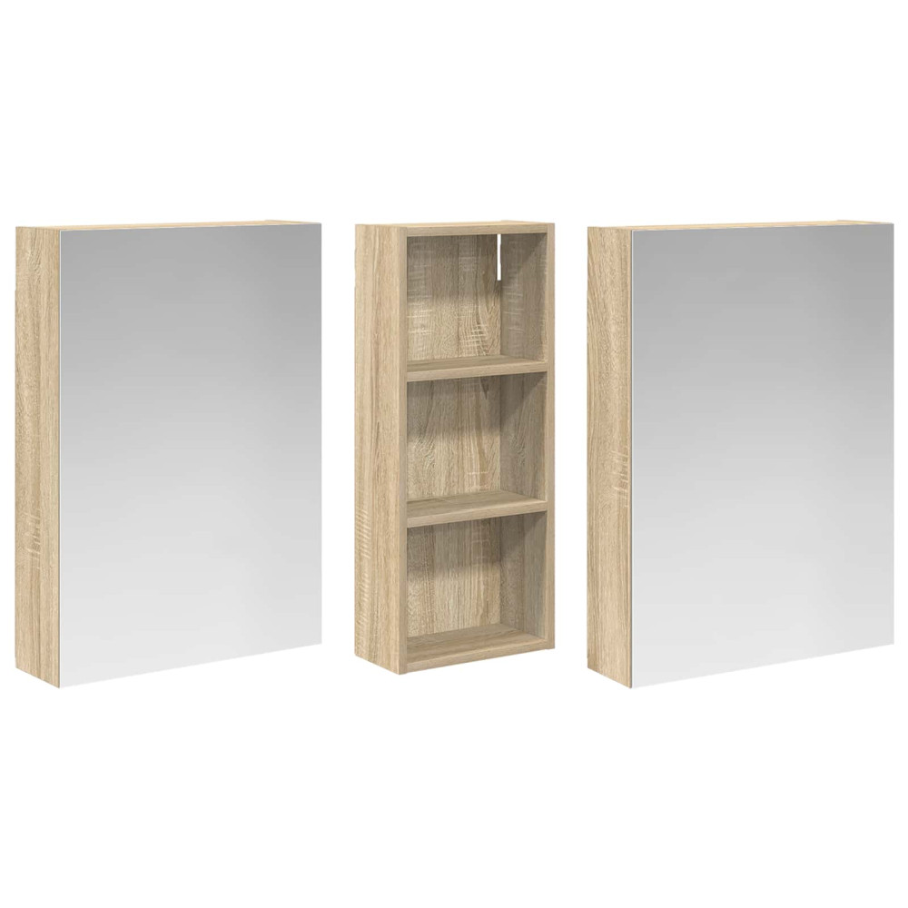 Produktbild för Badrumsskåpsset 3 pcs 130 x 14,5 x 70 cm Konstruerat trä