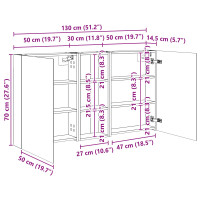 Produktbild för Badrumsskåpsset 3 pcs 130 x 14,5 x 70 cm Konstruerat trä