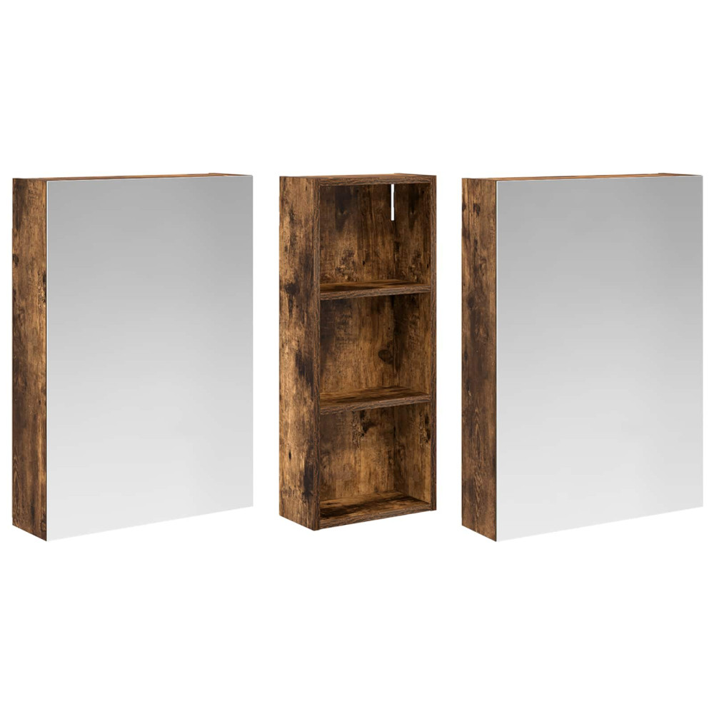 Produktbild för Badrumsskåpsset 3 pcs 130 x 14,5 x 70 cm Konstruerat trä