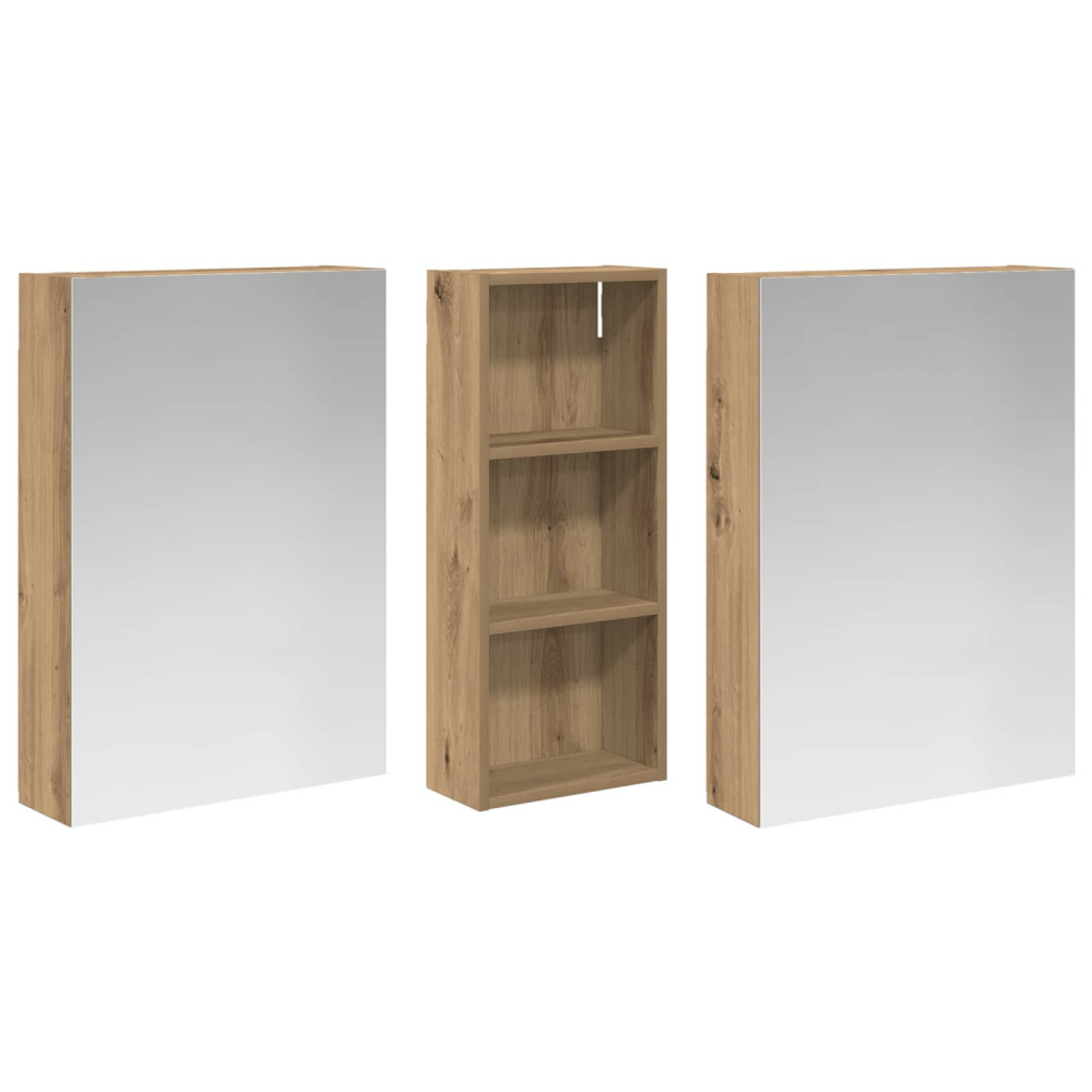 Produktbild för Badrumsskåpsset 3 pcs 130 x 14,5 x 70 cm Konstruerat trä