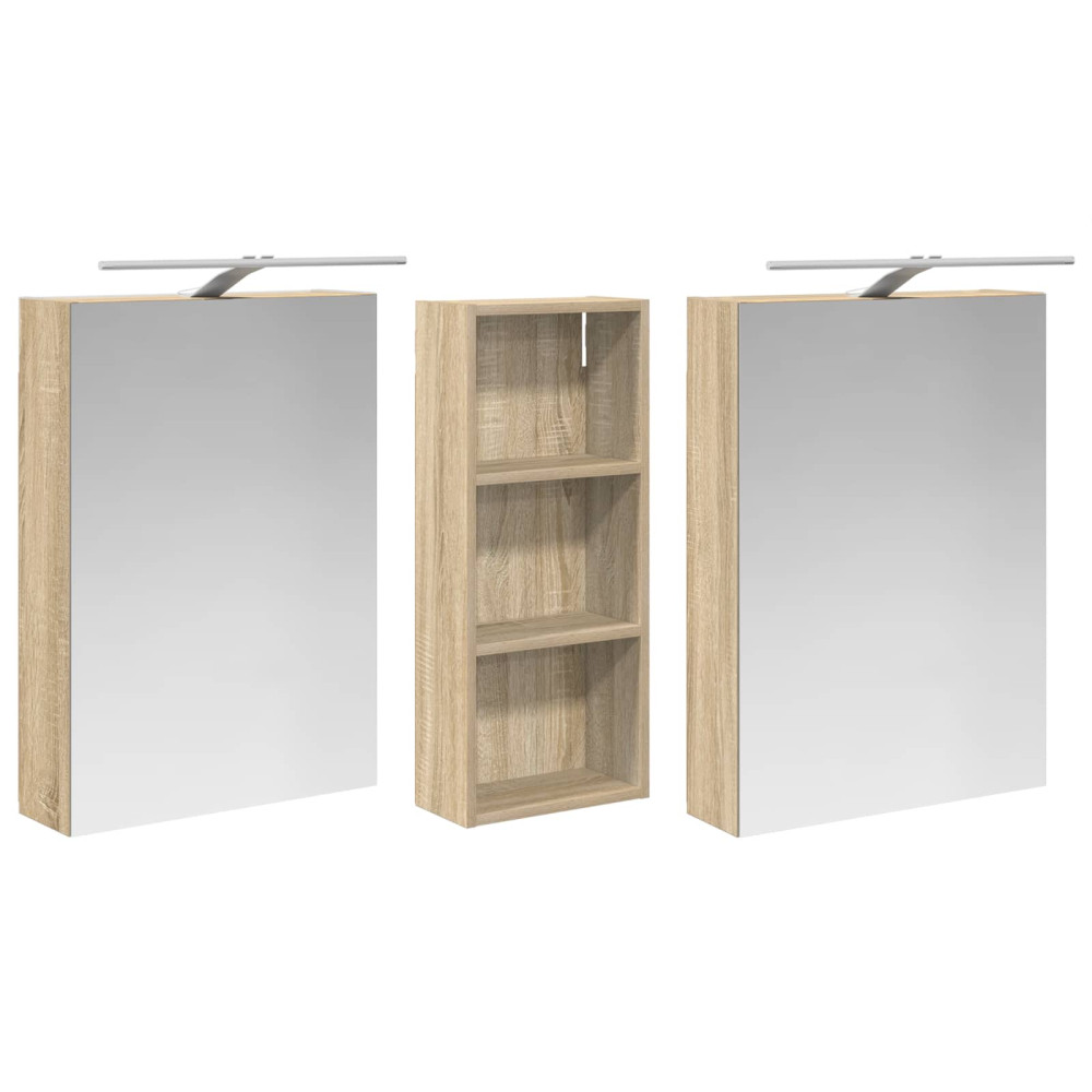 Produktbild för Badrumsskåpsset 3 pcs 130 x 14,5 x 70 cm Konstruerat trä