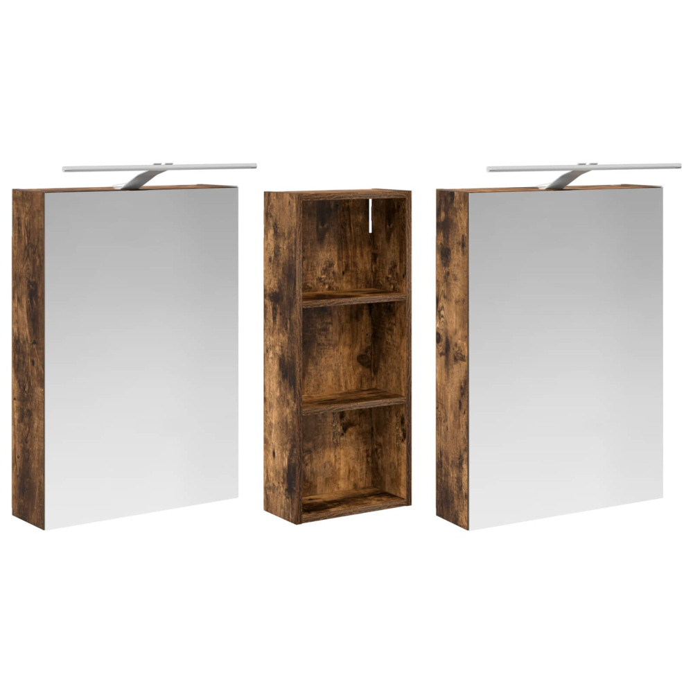 Produktbild för Badrumsskåpsset 3 pcs 130 x 14,5 x 70 cm Konstruerat trä