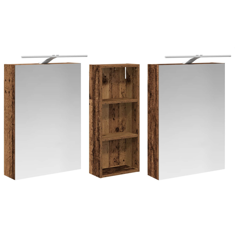 Produktbild för Badrumsskåpsset 3 pcs 130 x 14,5 x 70 cm Konstruerat trä