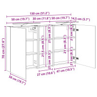Produktbild för Badrumsskåpsset 3 pcs 130 x 14,5 x 70 cm Konstruerat trä