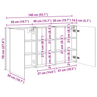 Produktbild för Badrumsskåpsset 3 pcs 140 x 14,5 x 70 cm Konstruerat trä