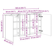 Produktbild för Badrumsskåpsset 3 pcs 140 x 14,5 x 70 cm Konstruerat trä