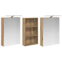 Produktbild för Badrumsskåpsset 3 pcs 140 x 14,5 x 70 cm Konstruerat trä