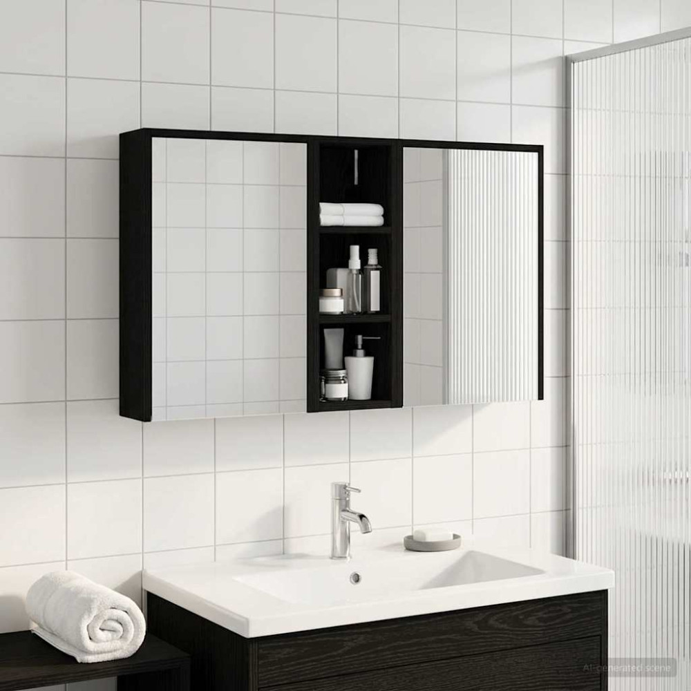 Produktbild för Badrumsskåpsset för 3 pcs 106 x 16 x 62,5 cm Konstruerat trä