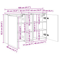 Produktbild för Badrumsskåpsset för 3 pcs 106 x 16 x 62,5 cm Konstruerat trä