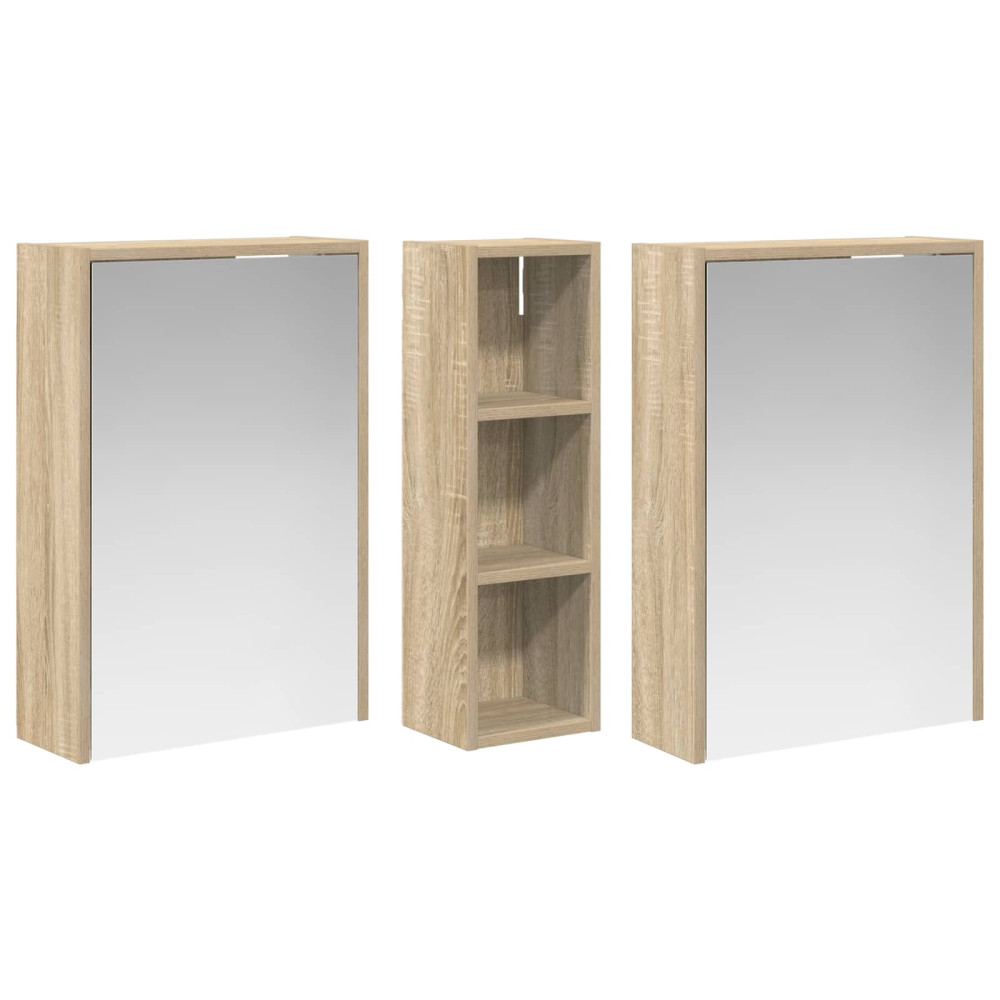 Produktbild för Badrumsskåpsset för 3 pcs 106 x 16 x 62,5 cm Konstruerat trä