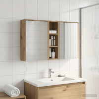 Produktbild för Badrumsskåpsset för 3 pcs 106 x 16 x 62,5 cm Konstruerat trä