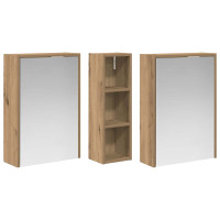 Produktbild för Badrumsskåpsset för 3 pcs 106 x 16 x 62,5 cm Konstruerat trä
