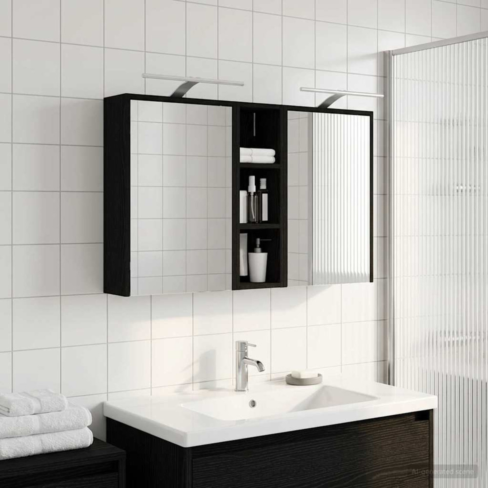 Produktbild för Badrumsskåpsset för 3 pcs 106 x 16 x 62,5 cm Konstruerat trä