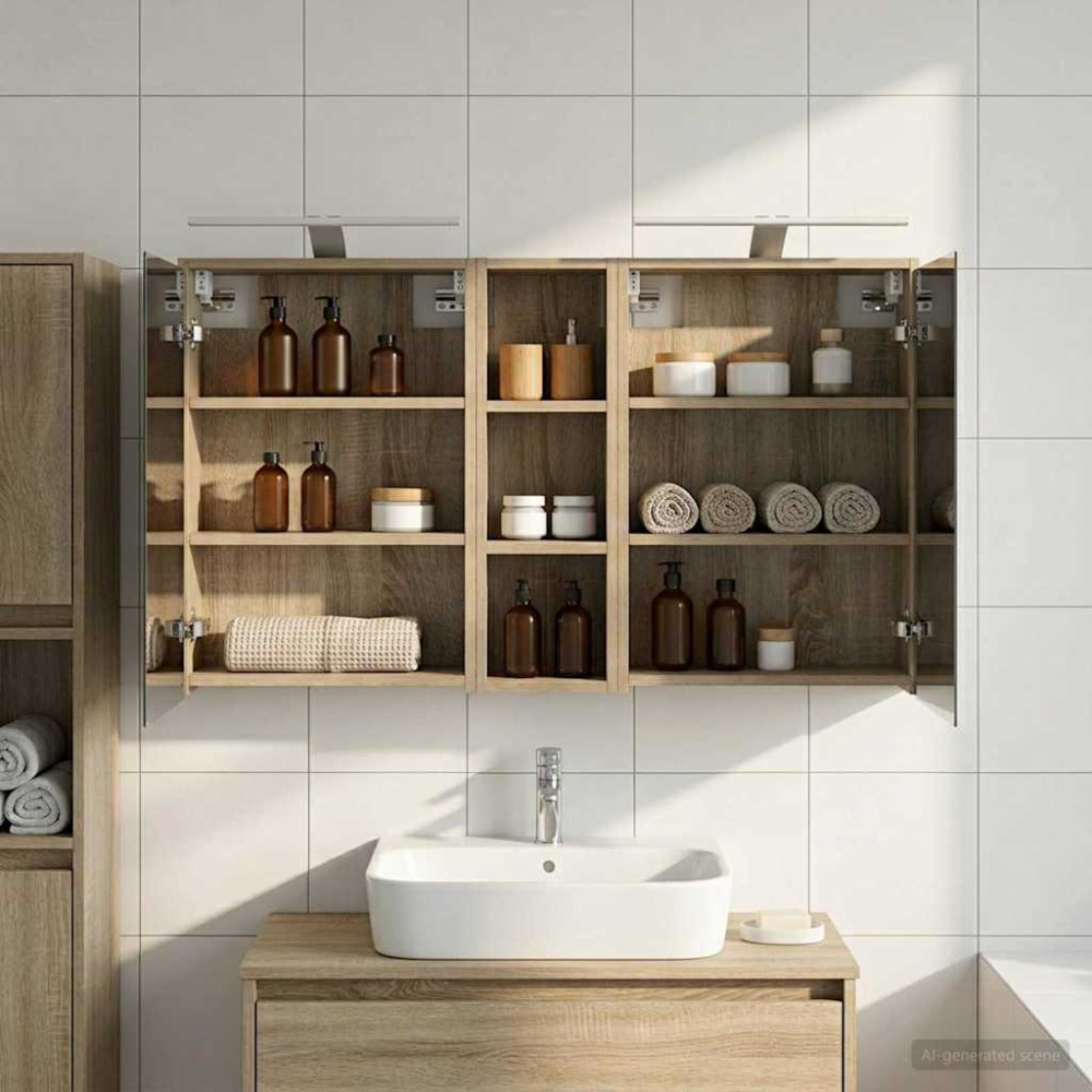 Produktbild för Badrumsskåpsset för 3 pcs 106 x 16 x 62,5 cm Konstruerat trä