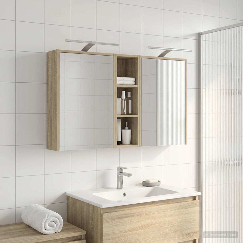 Produktbild för Badrumsskåpsset för 3 pcs 106 x 16 x 62,5 cm Konstruerat trä