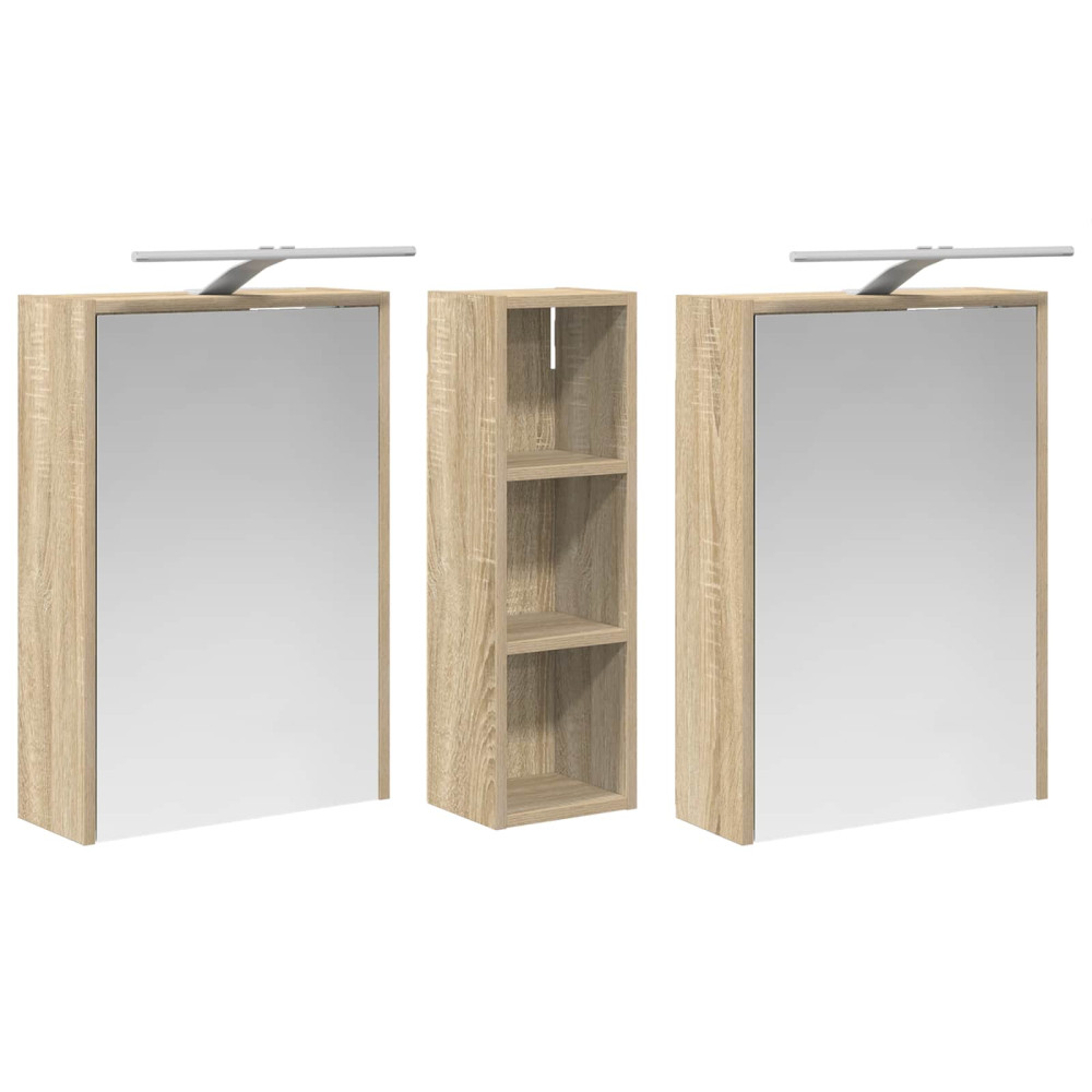 Produktbild för Badrumsskåpsset för 3 pcs 106 x 16 x 62,5 cm Konstruerat trä