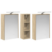 Produktbild för Badrumsskåpsset för 3 pcs 106 x 16 x 62,5 cm Konstruerat trä