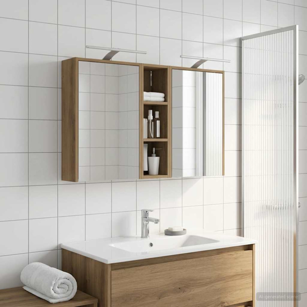 Produktbild för Badrumsskåpsset för 3 pcs 106 x 16 x 62,5 cm Konstruerat trä
