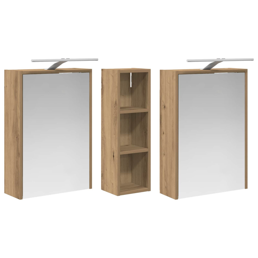 Produktbild för Badrumsskåpsset för 3 pcs 106 x 16 x 62,5 cm Konstruerat trä