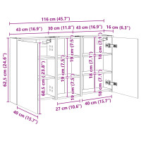 Produktbild för Badrumsskåpsset för 3 pcs 116 x 16 x 62,5 cm Konstruerat trä