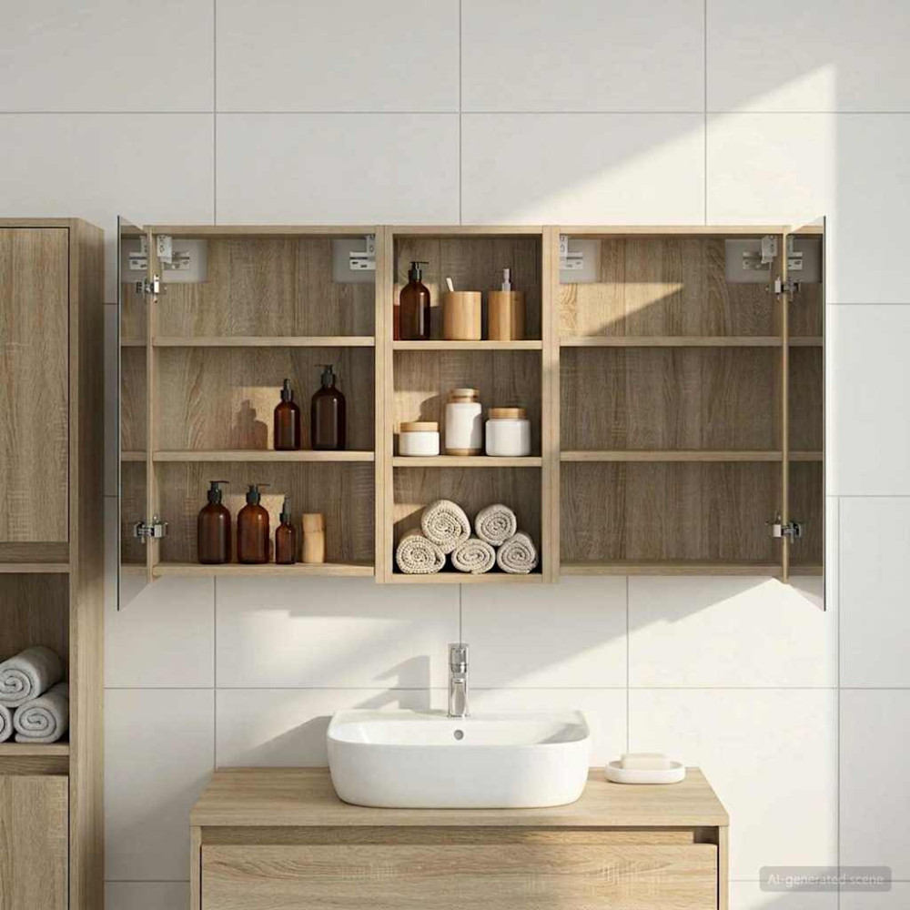 Produktbild för Badrumsskåpsset för 3 pcs 116 x 16 x 62,5 cm Konstruerat trä