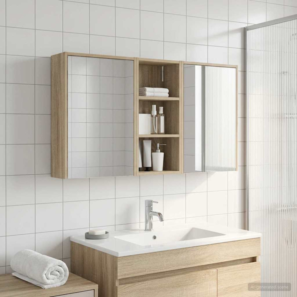 Produktbild för Badrumsskåpsset för 3 pcs 116 x 16 x 62,5 cm Konstruerat trä