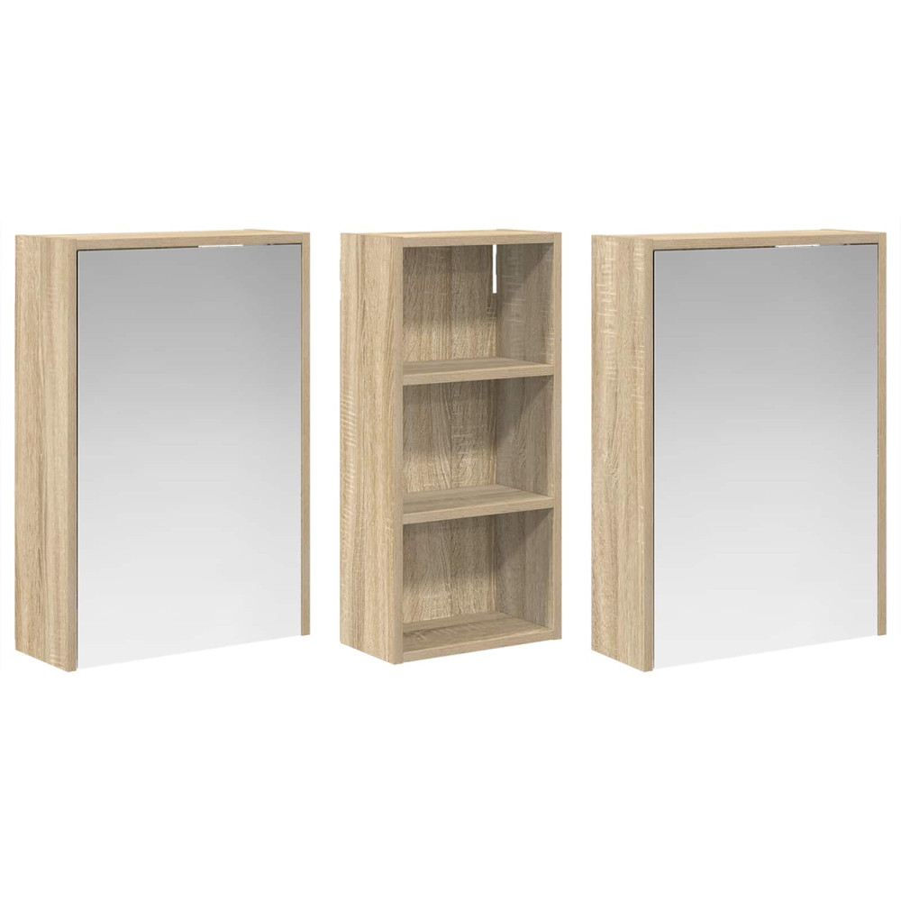 Produktbild för Badrumsskåpsset för 3 pcs 116 x 16 x 62,5 cm Konstruerat trä