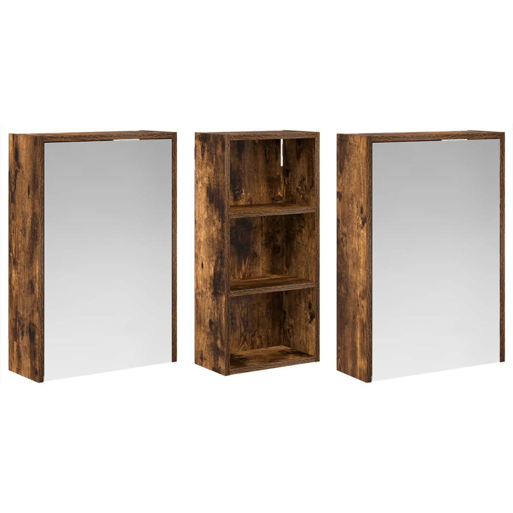 Produktbild för Badrumsskåpsset för 3 pcs 116 x 16 x 62,5 cm Konstruerat trä