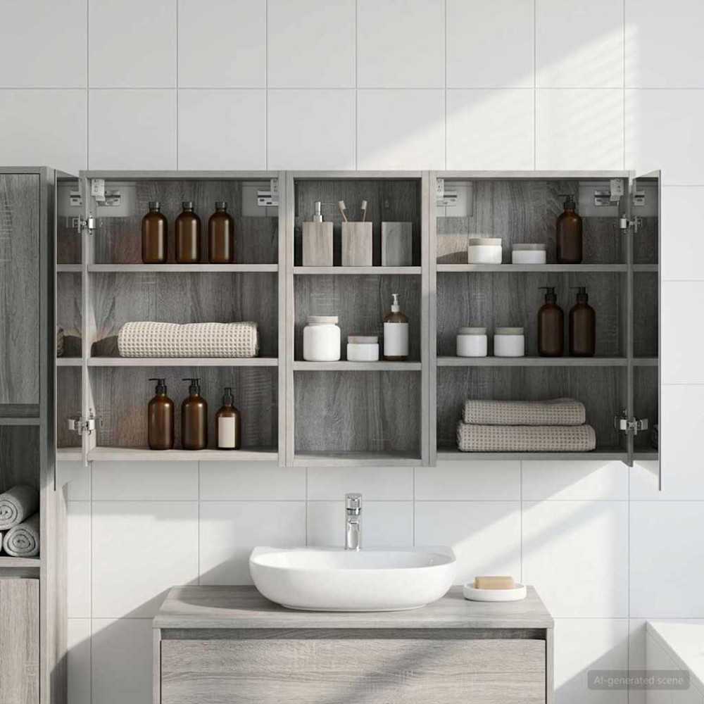 Produktbild för Badrumsskåpsset för 3 pcs 116 x 16 x 62,5 cm Konstruerat trä