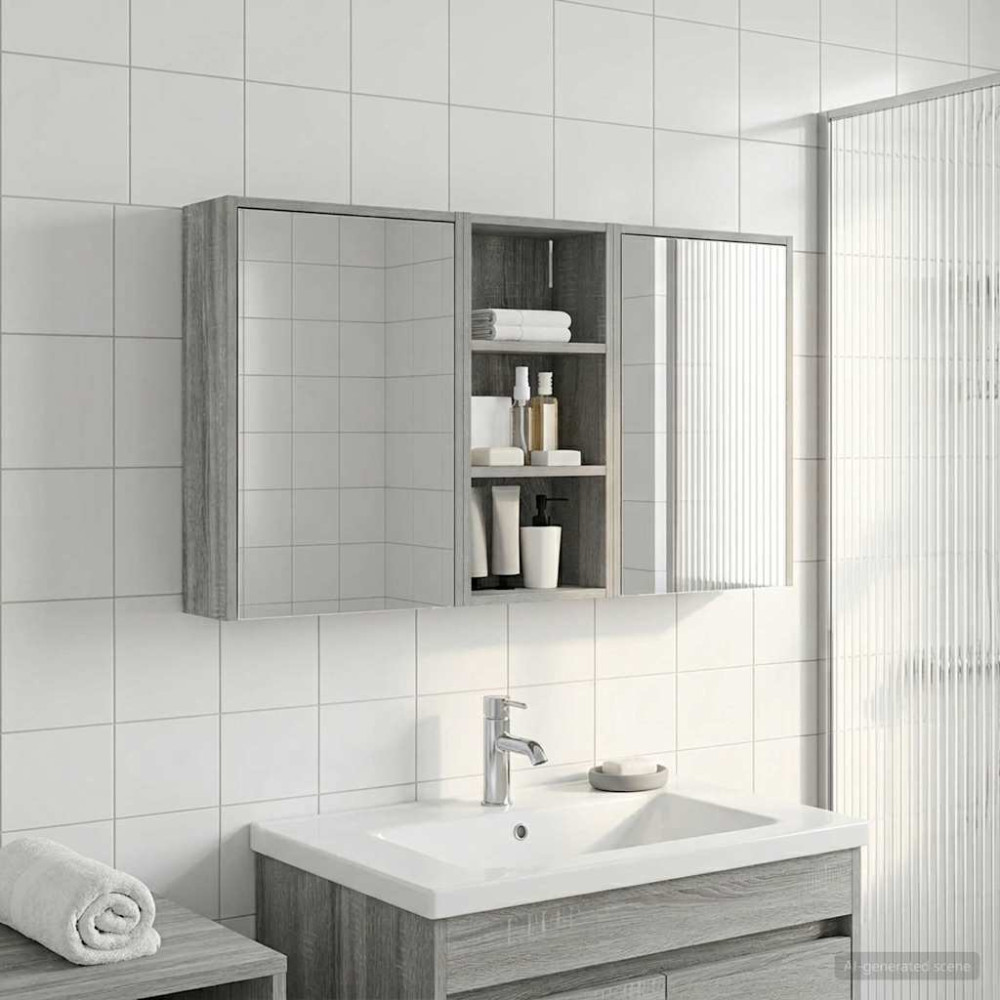 Produktbild för Badrumsskåpsset för 3 pcs 116 x 16 x 62,5 cm Konstruerat trä