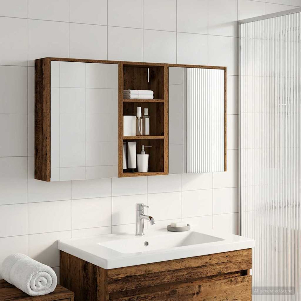 Produktbild för Badrumsskåpsset för 3 pcs 116 x 16 x 62,5 cm Konstruerat trä