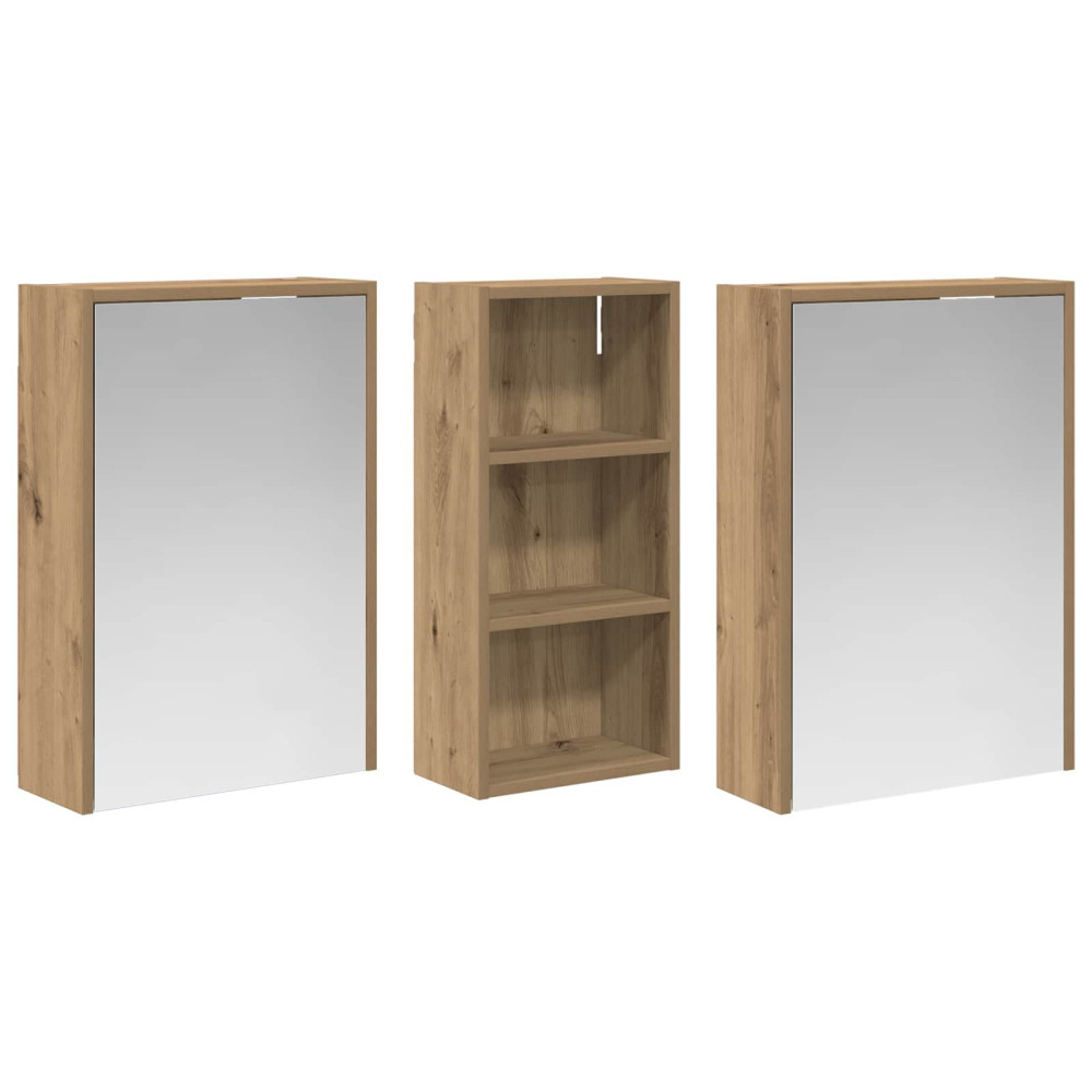 Produktbild för Badrumsskåpsset för 3 pcs 116 x 16 x 62,5 cm Konstruerat trä
