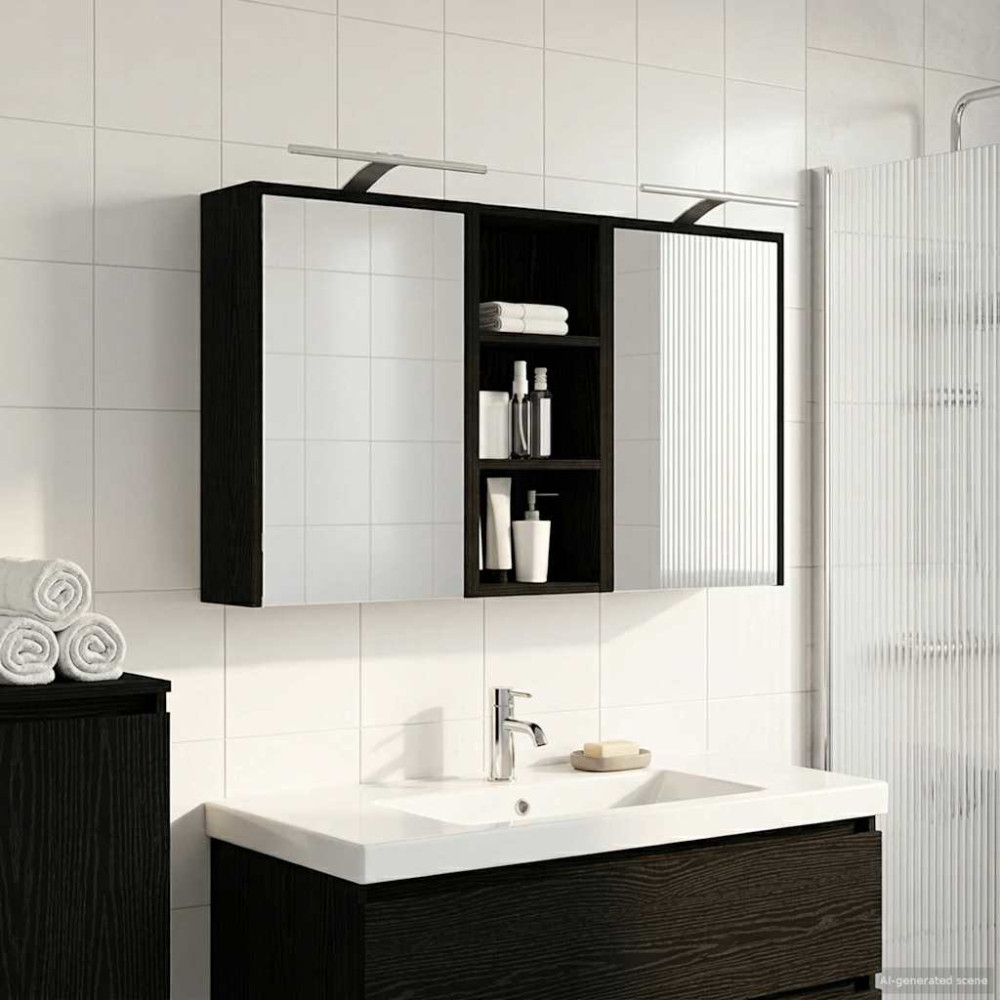 Produktbild för Badrumsskåpsset för 3 pcs 116 x 16 x 62,5 cm Konstruerat trä