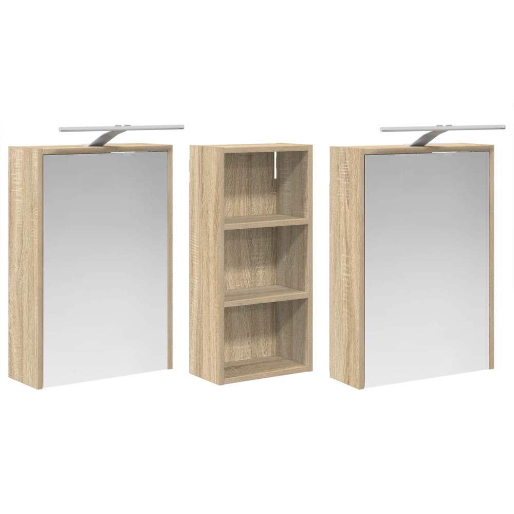 Produktbild för Badrumsskåpsset för 3 pcs 116 x 16 x 62,5 cm Konstruerat trä