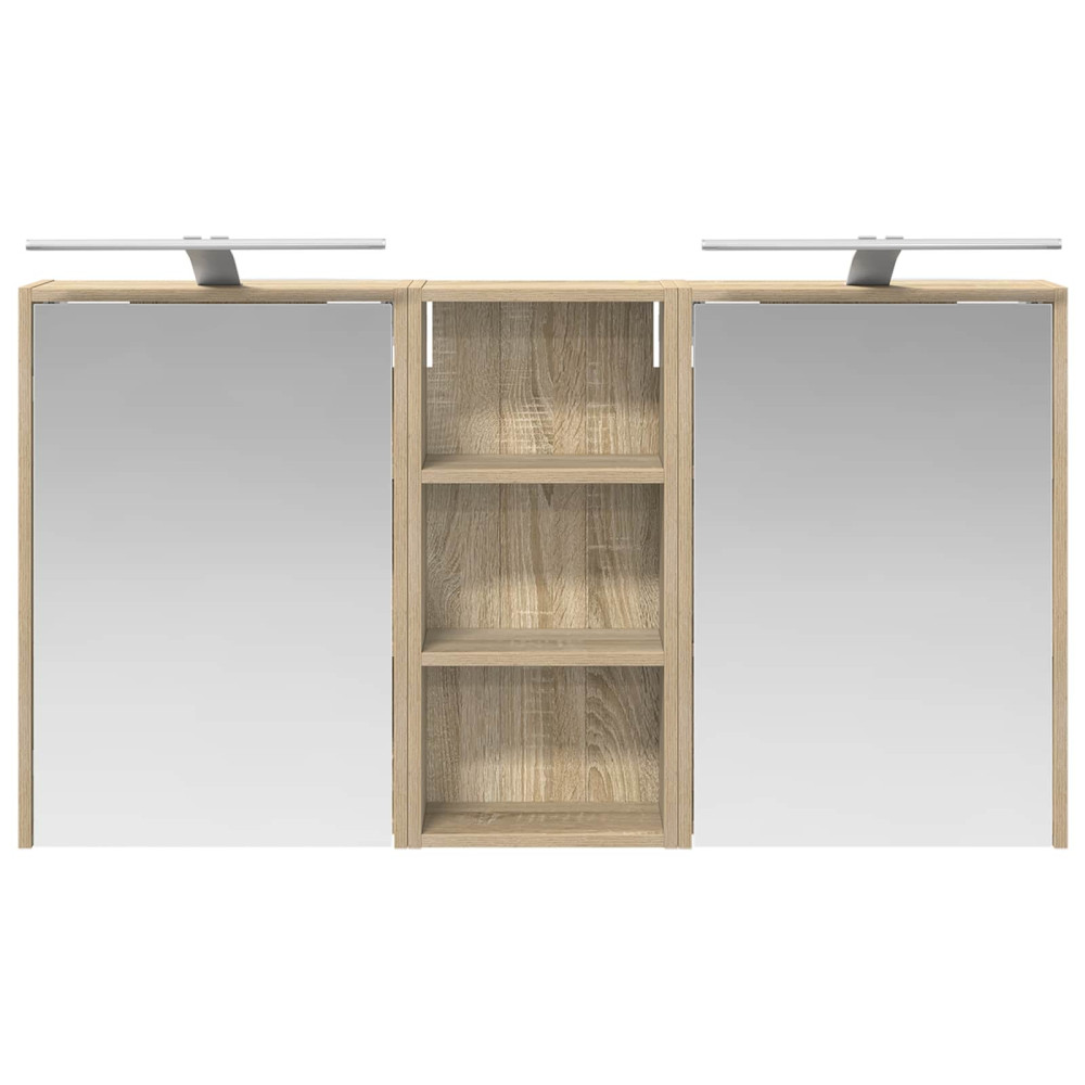 Produktbild för Badrumsskåpsset för 3 pcs 116 x 16 x 62,5 cm Konstruerat trä