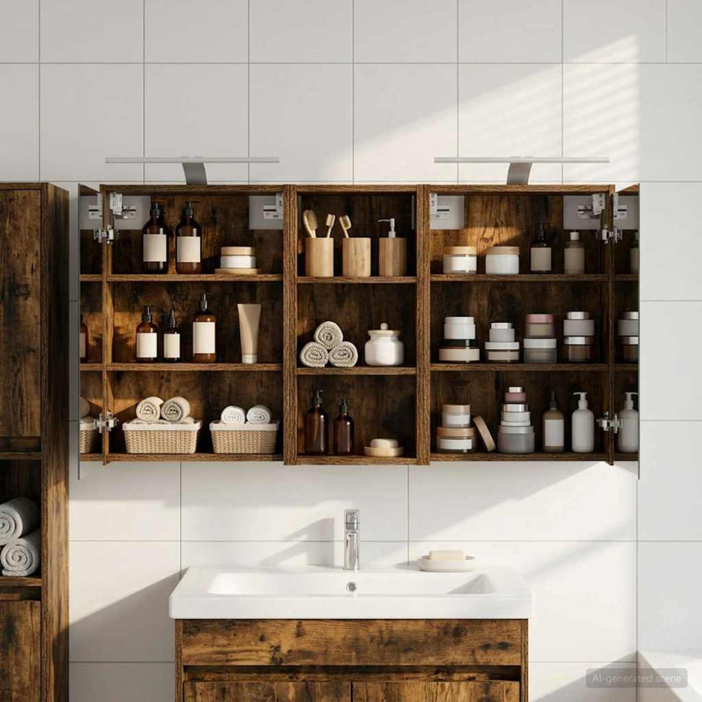 Produktbild för Badrumsskåpsset för 3 pcs 116 x 16 x 62,5 cm Konstruerat trä