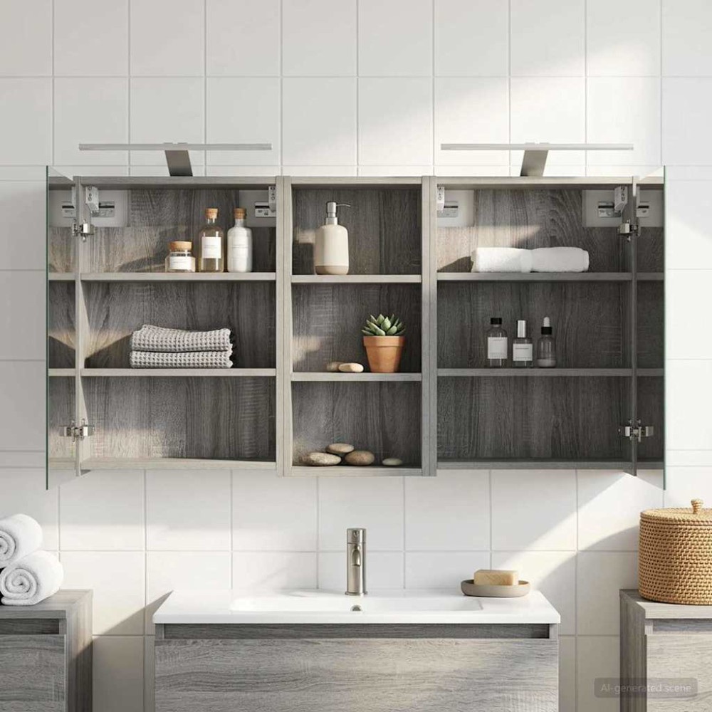 Produktbild för Badrumsskåpsset för 3 pcs 116 x 16 x 62,5 cm Konstruerat trä
