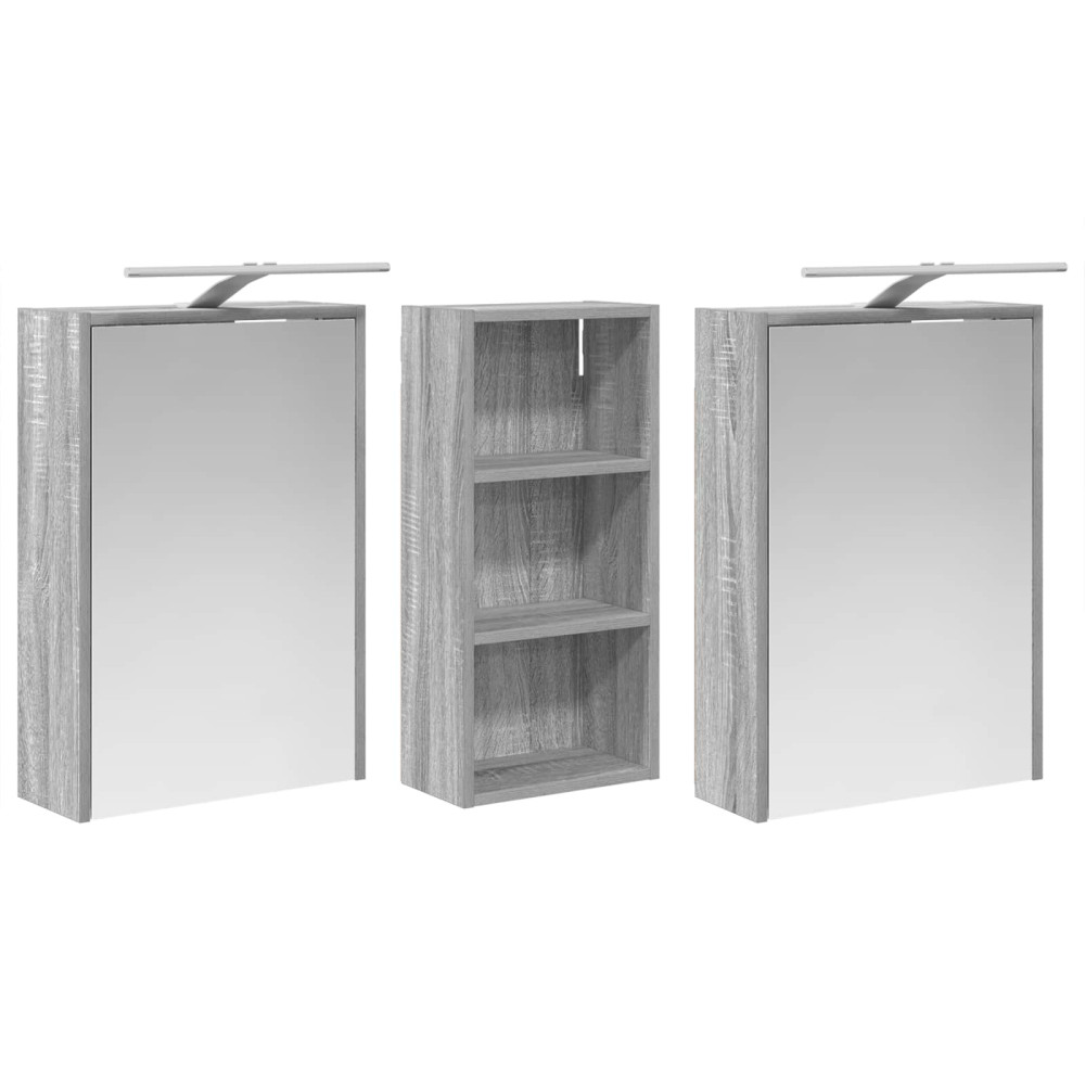 Produktbild för Badrumsskåpsset för 3 pcs 116 x 16 x 62,5 cm Konstruerat trä