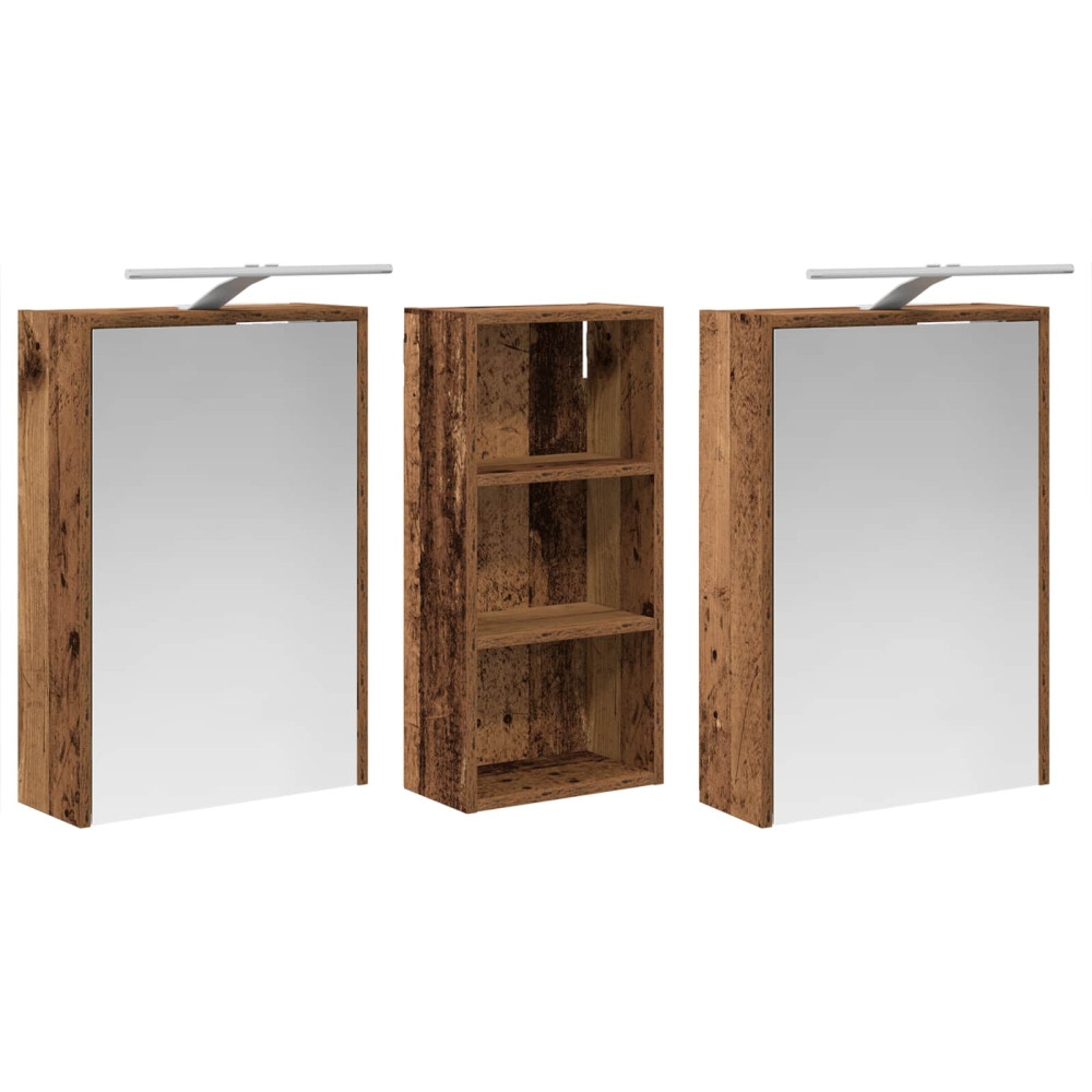 Produktbild för Badrumsskåpsset för 3 pcs 116 x 16 x 62,5 cm Konstruerat trä