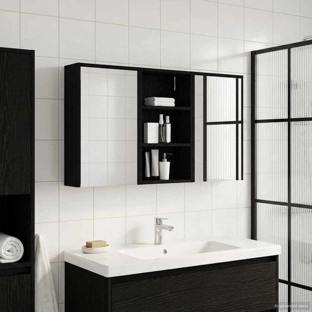 Produktbild för Badrumsskåpsset 3 pcs 126 x 16 x 62.5 cm Konstruerat trä