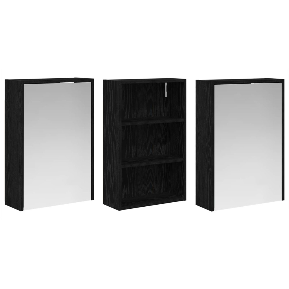Produktbild för Badrumsskåpsset 3 pcs 126 x 16 x 62.5 cm Konstruerat trä